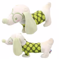 عروسک پولیشی جغجغه ای سگ عینکی سبز شیما