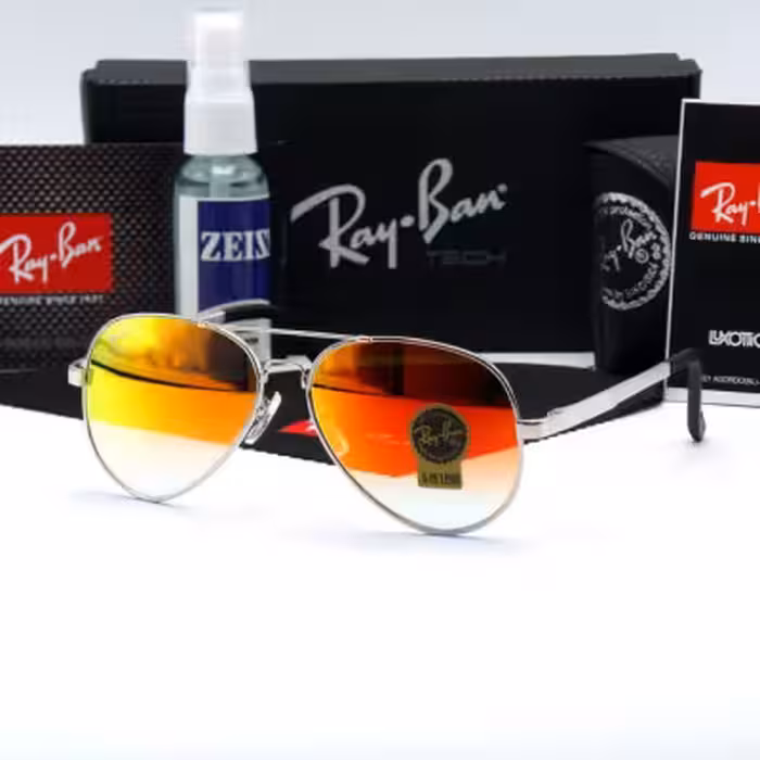 عینک آفتابی خلبانی مردانه زنانه ریبن ری بن لنز شیشه مدل 3015 فنری UV400 RayBan