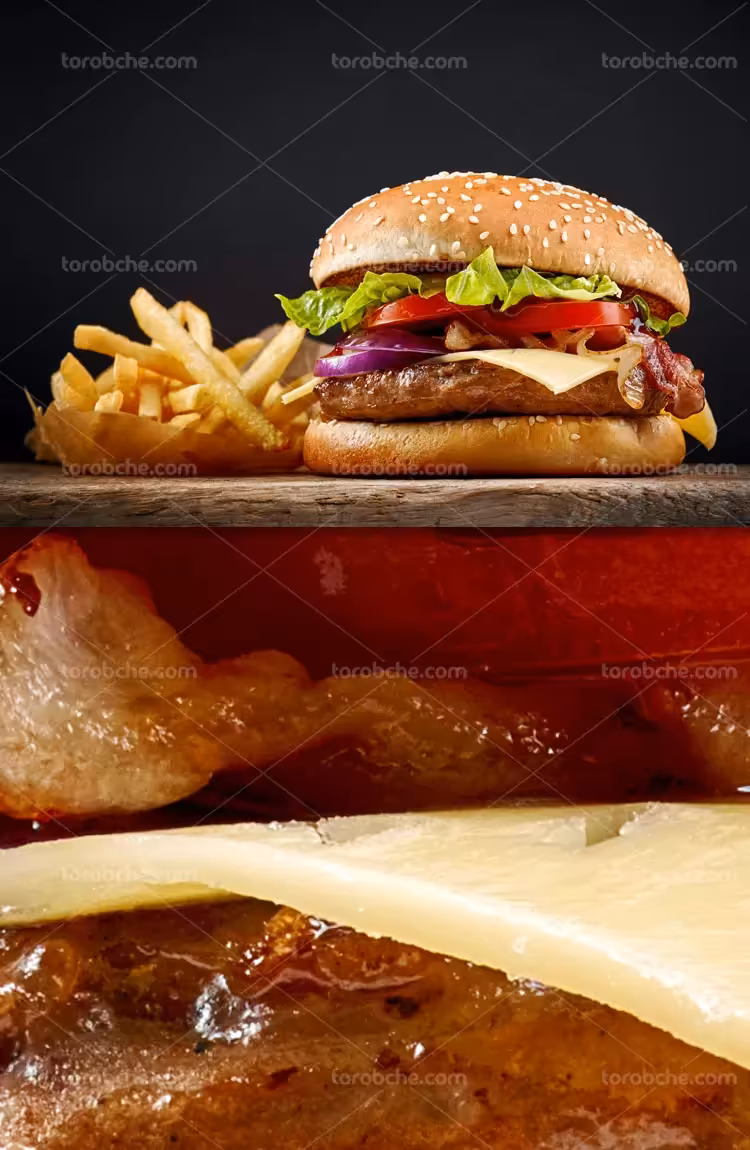 همبرگر و سیب زمینی سرخ کرده | گرافیک با طعم تربچه
