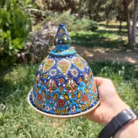 کره خوری سایز بزرگ درب دار سفالی میناکاری شده