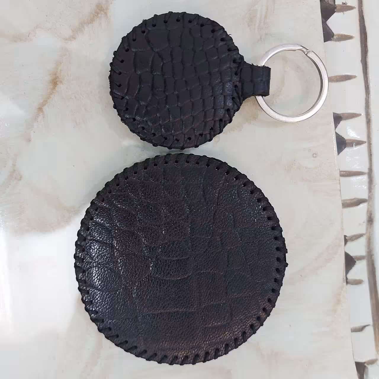 آینه با جا کلیدی ست چرم طبیعی