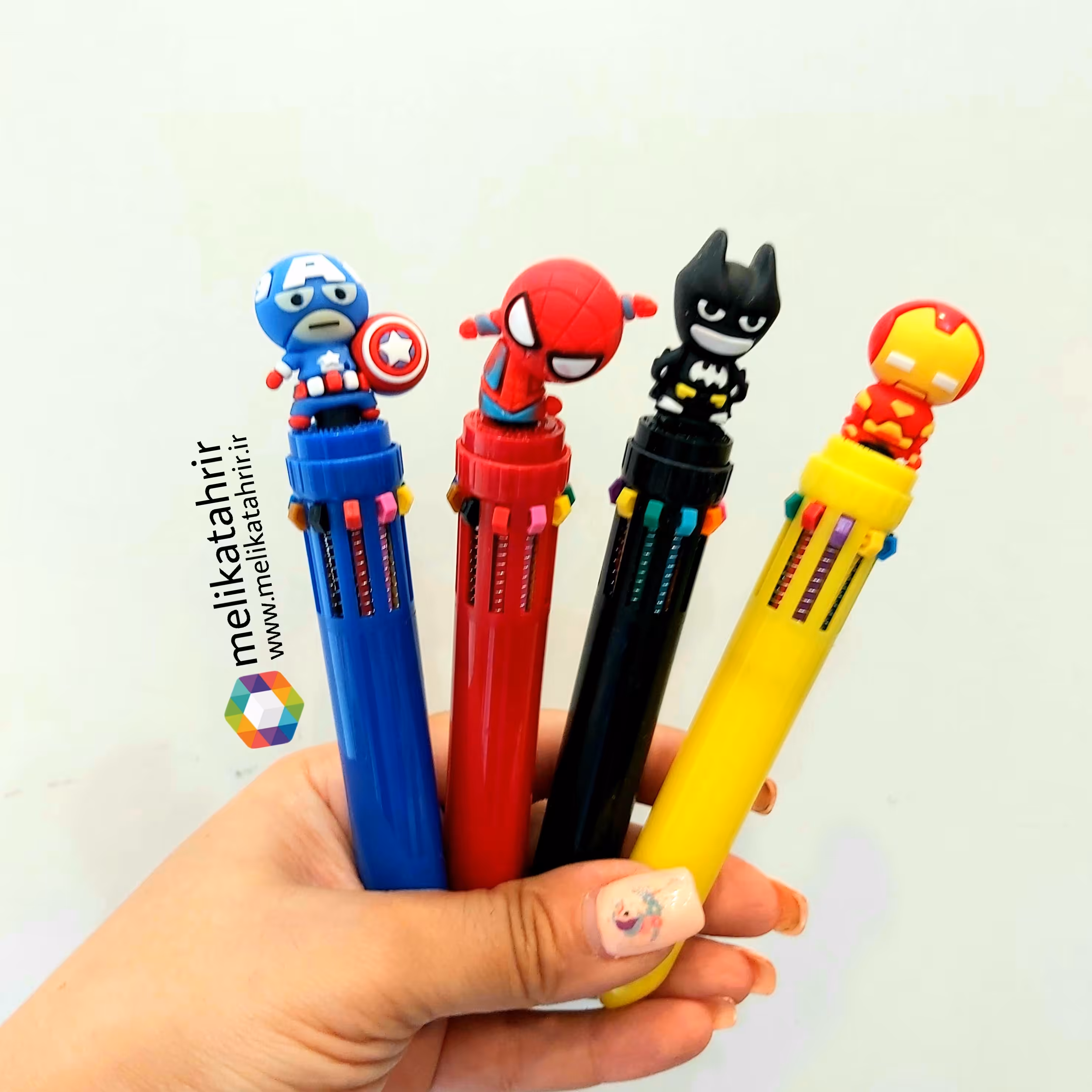 خودکار ده رنگ پسرانه طرح کاپیتان آمریکا، بتمن ، اسپایدرمن ، مرد آهنی