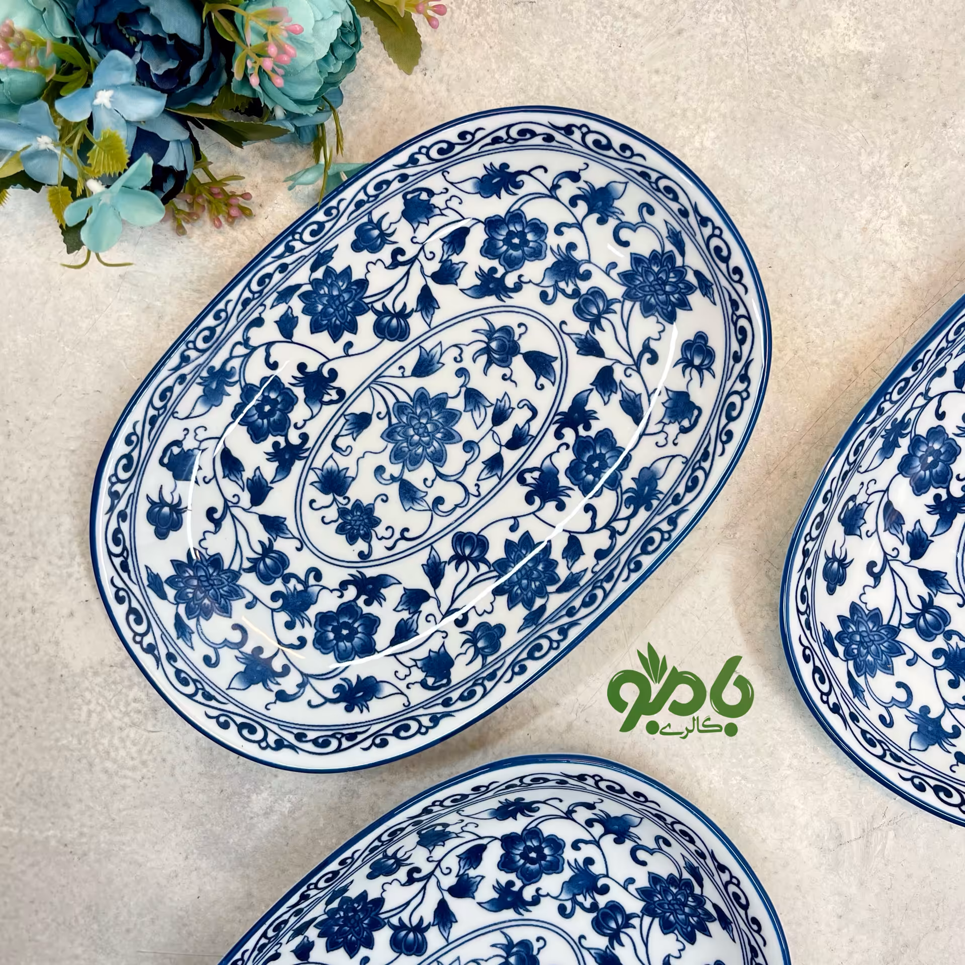 دیس بیضی وارداتی گل آبی