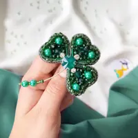 سنجاق سینه جواهردوزی شبدر 3 برگ