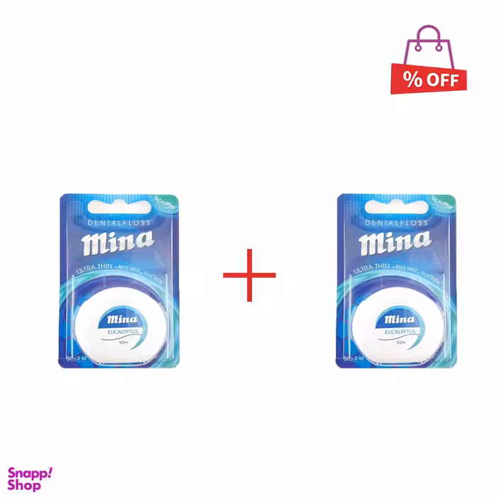 نخ دندان مینا (Mina) مدل Ultra thin با اسانس اکالیپتوس طول 50 متر مجموعه 2 عددی