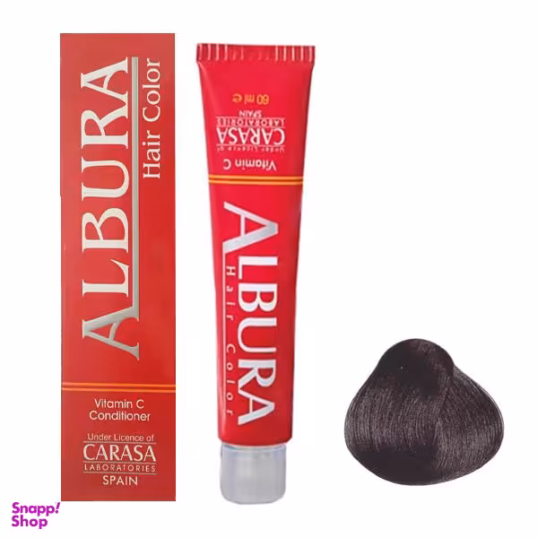 رنگ مو آلبورا (Albura) مدل Carasa شماره C1-1.1 رنگ مشکی پر کلاغی حجم 100 میلی‌ لیتر
