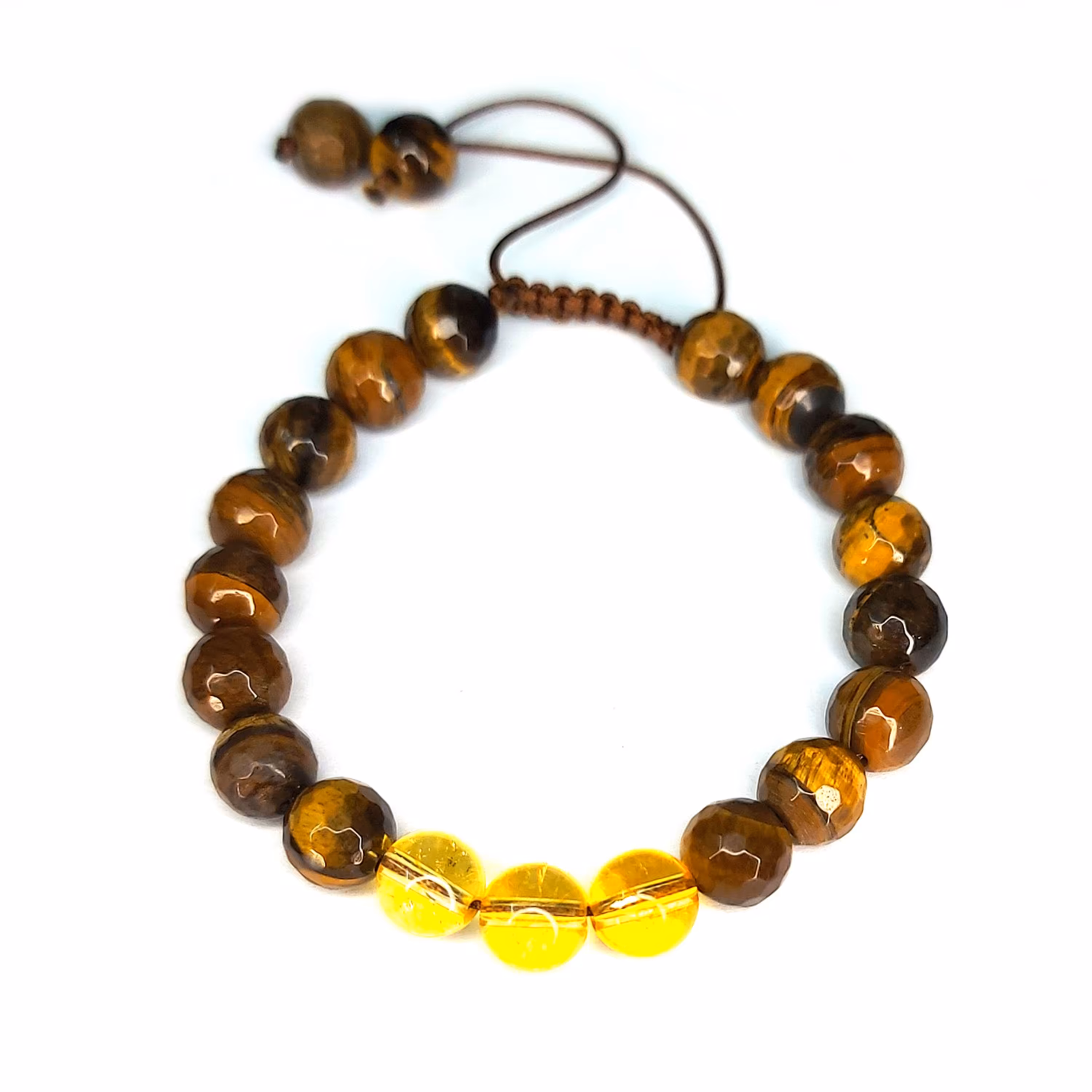 دستبند سنگ سیترین و چشم ببر زنبوری کد 20 ( پس کرایه )