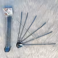 قاشق شربت خوری نی دار  استیل بسته 6 عددی با یک عدد فرچه (قاشق نی دار )