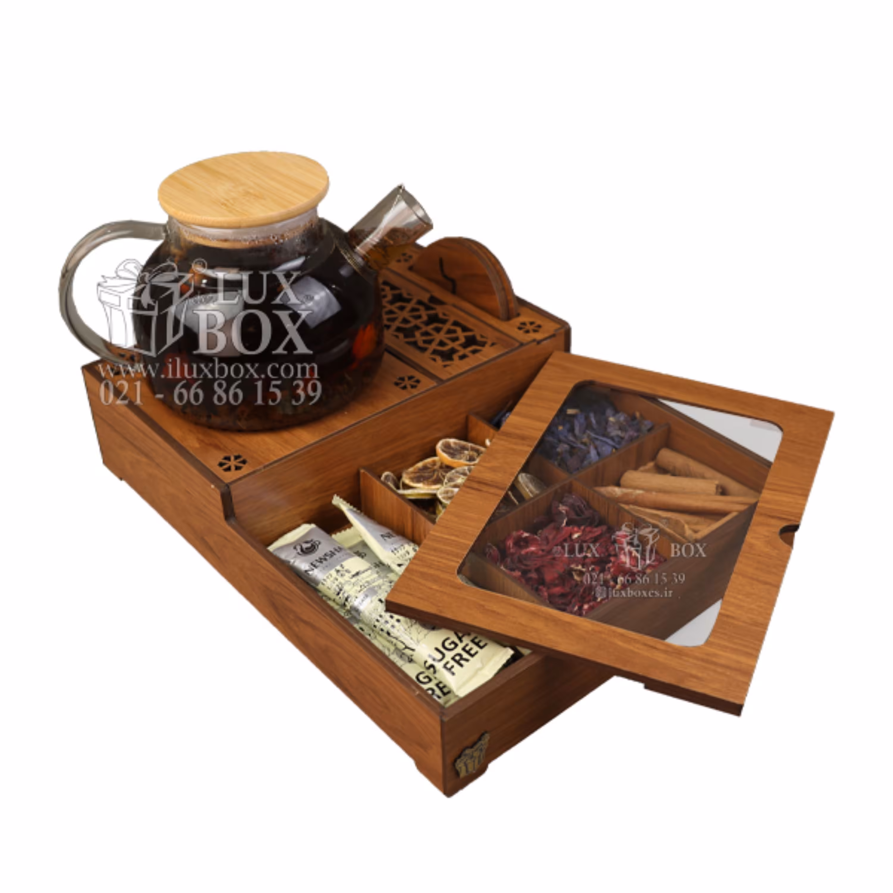 جعبه پذیرایی جعبه چوبی وارمردار  لوکس باکس کد LB111-M0