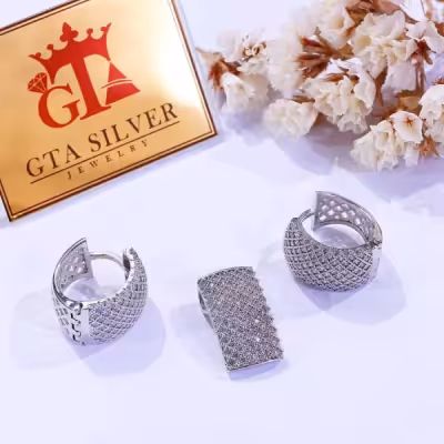 نیم ست نقره اصل زنانه مدل پرنس پنج رج عیار 925 کد 16287