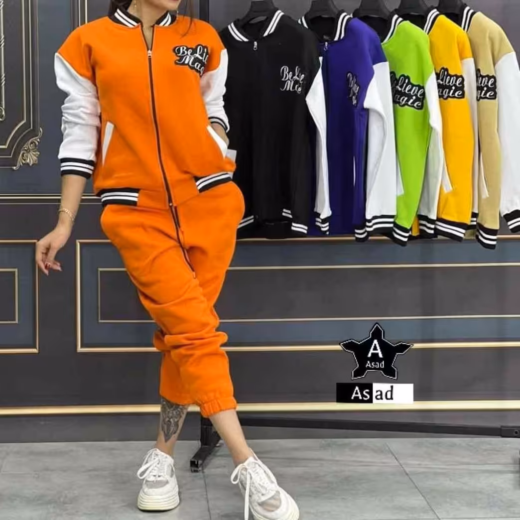 ست سویشرت شلوار بیسبالی دورس تو کرکی ضخیم  فری تا 46