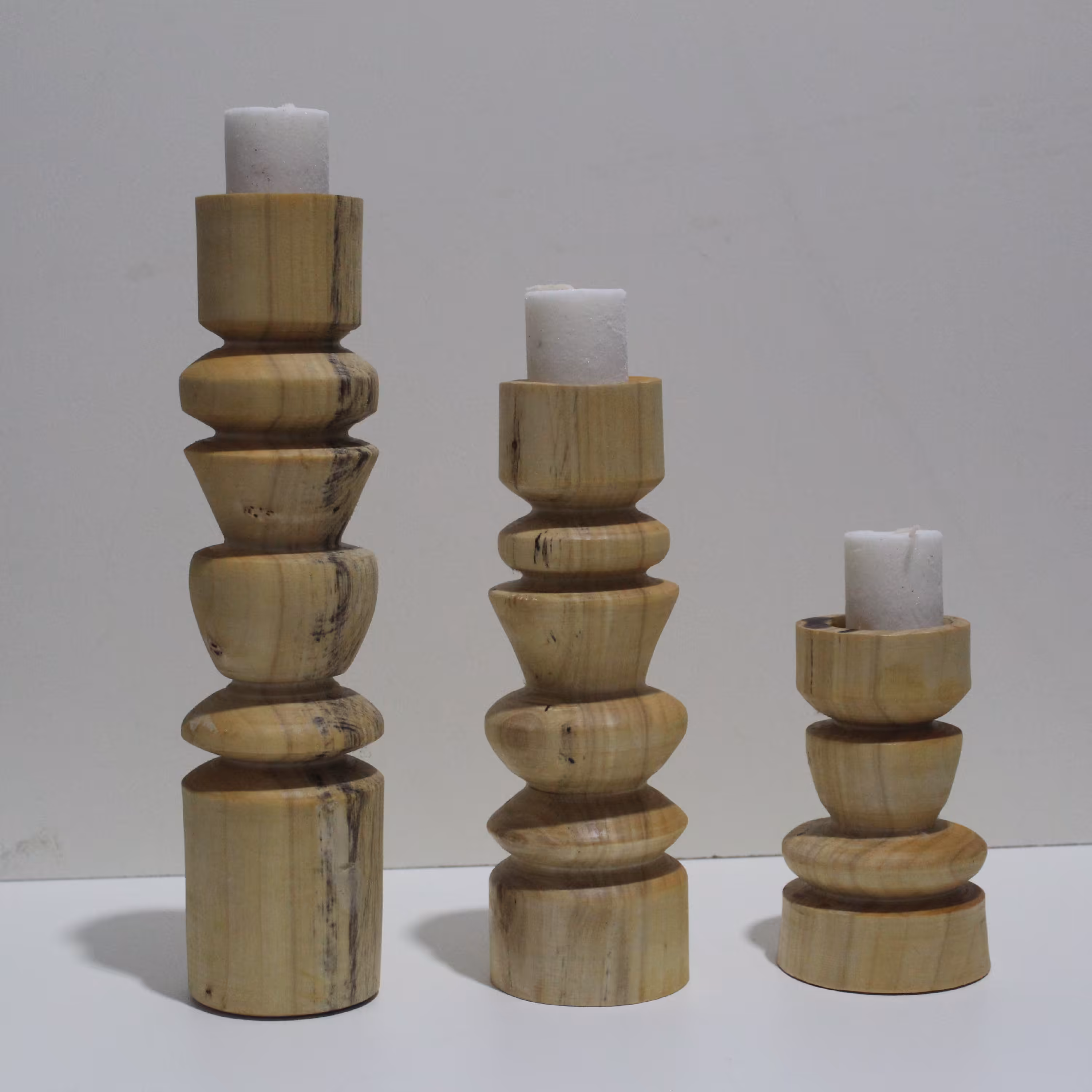 ست سه تایی شمعدانی چوبی