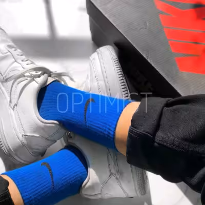 جوراب ساقدار نایک آبی کاربنی نخ پنبه فری سایز