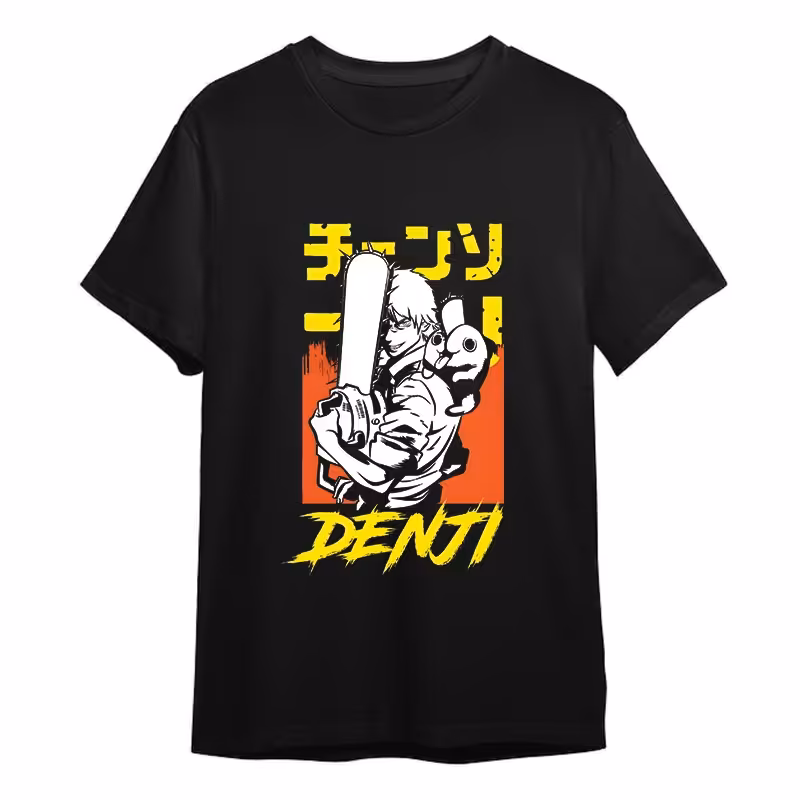 تیشرت مشکی انیمه chainsaw man (چاپ طرح دلخواه)