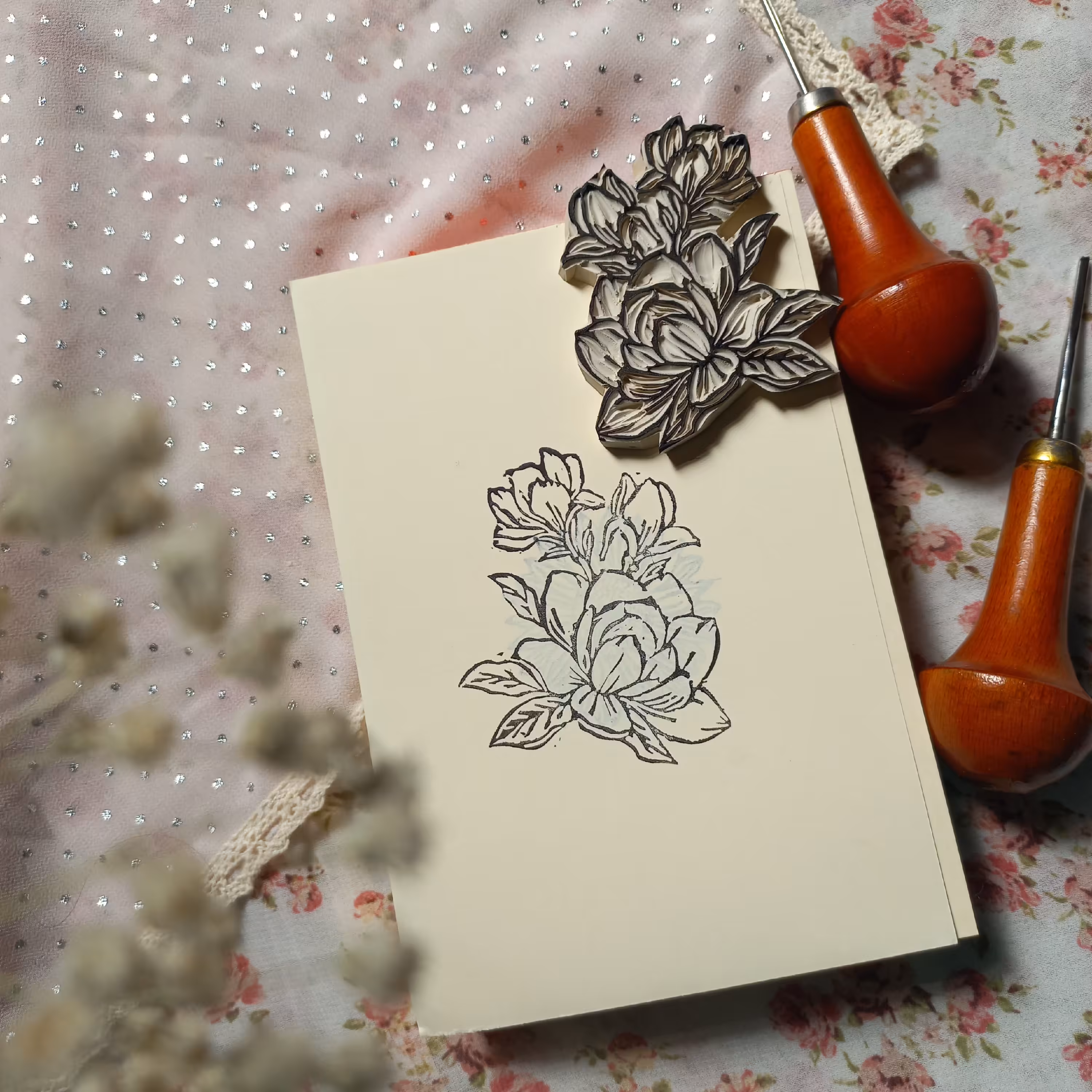 مهر دستساز طرح گل ظریف