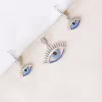 نیمست نقره طرح تک چشم درشت با روکش طلا سفید کد 1617