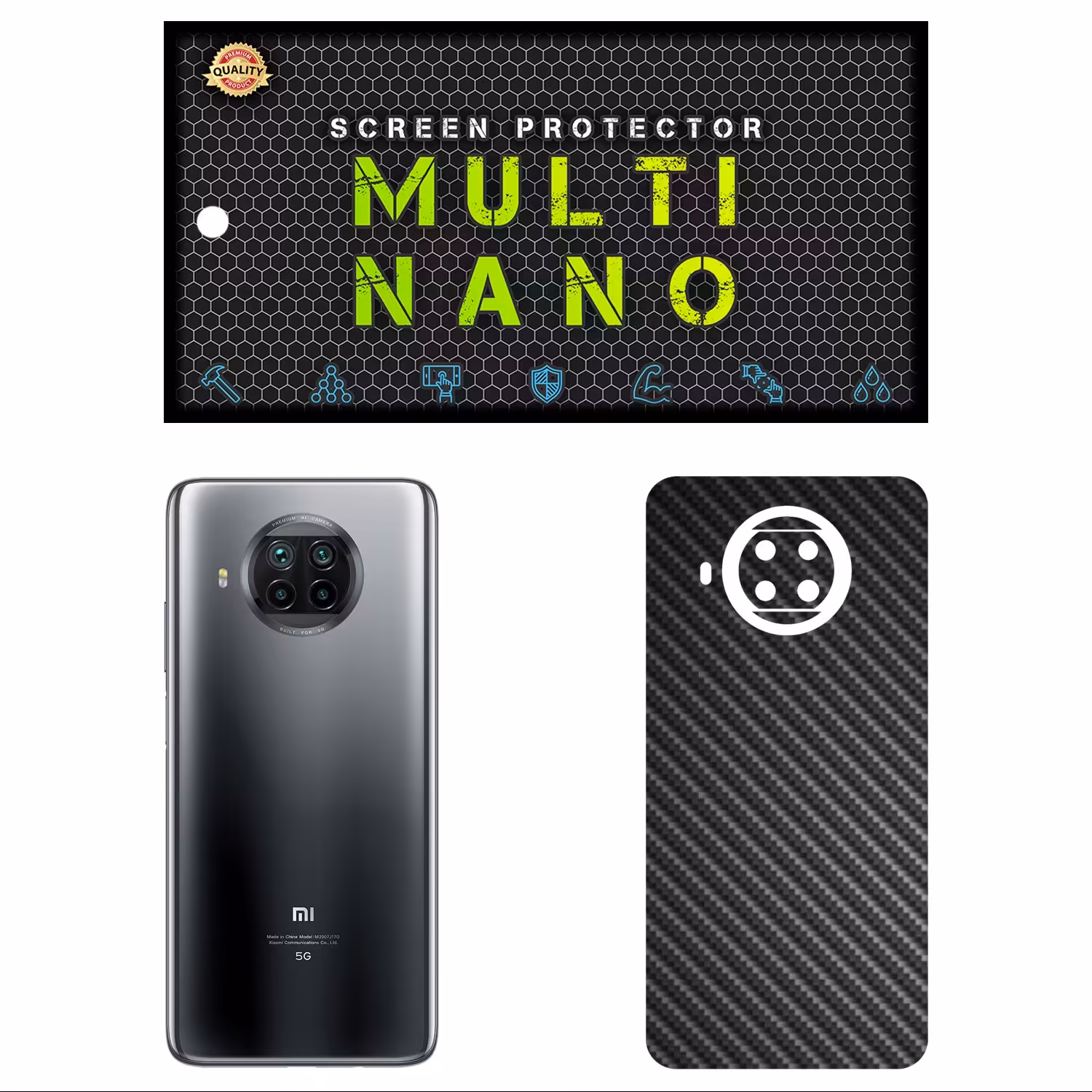 برچسب پوششی مولتی نانو مدل X-F1C برای موبایل شیائومی Mi 10T Lite مشکی کربن