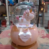 گوی موزیکال برفی پمپی اسب تک شاخ صورتی بزرگ خارجی