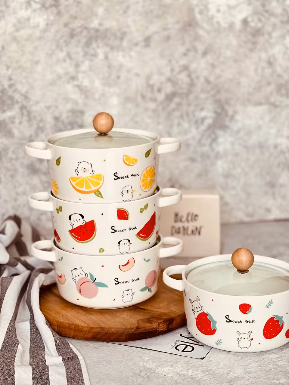 قابلمه سرامیکی طرح میوه ای