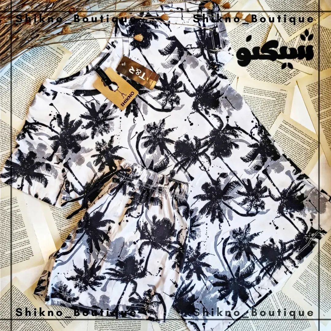 ست تیشرت و شلوارک طرح هاوایی وارداتی (بنگلادشی)