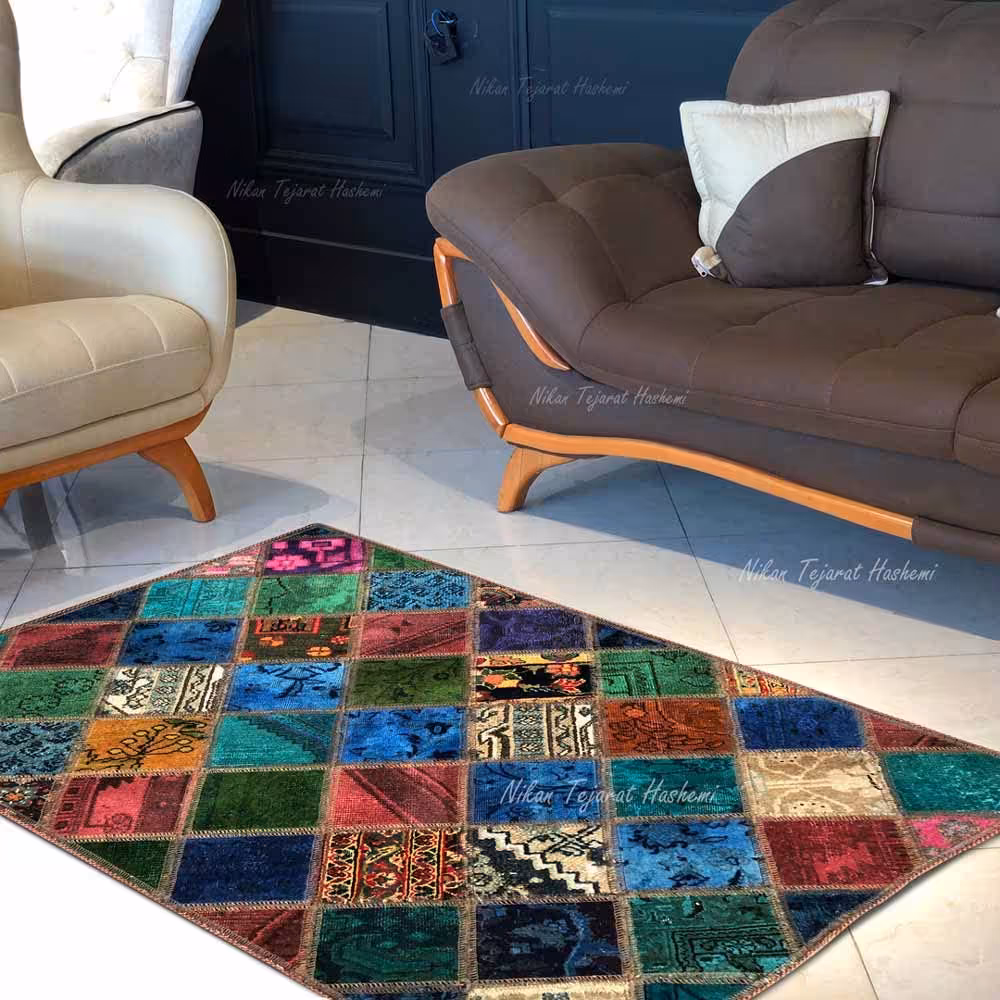 فرش چهل تکه دستبافت یک و نیم متری کد 2