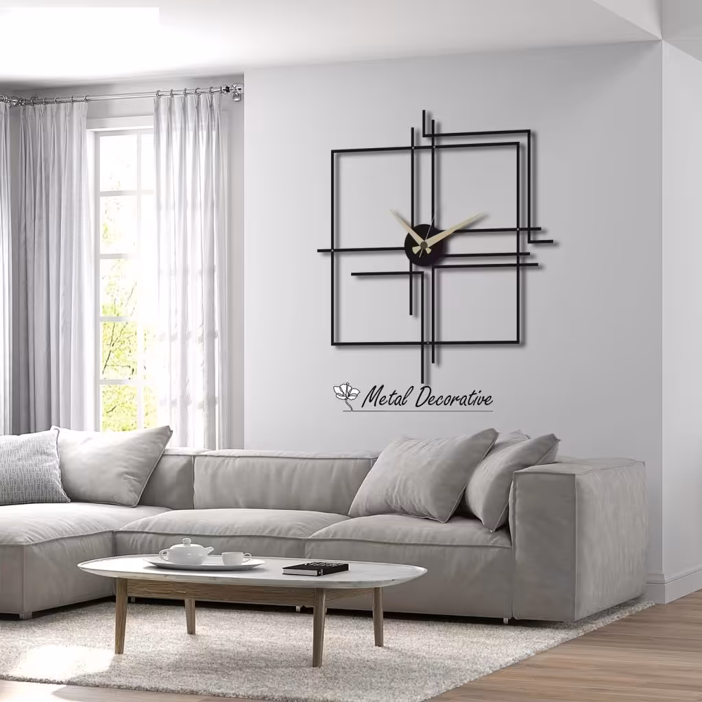 ساعت دیواری فلزی مدرن مربعی ابعاد 45در45 سانتیمتر کد  MD-1117 