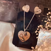 نیم ست مدل قلب و کلید و نگین استیل رنگ ثابت