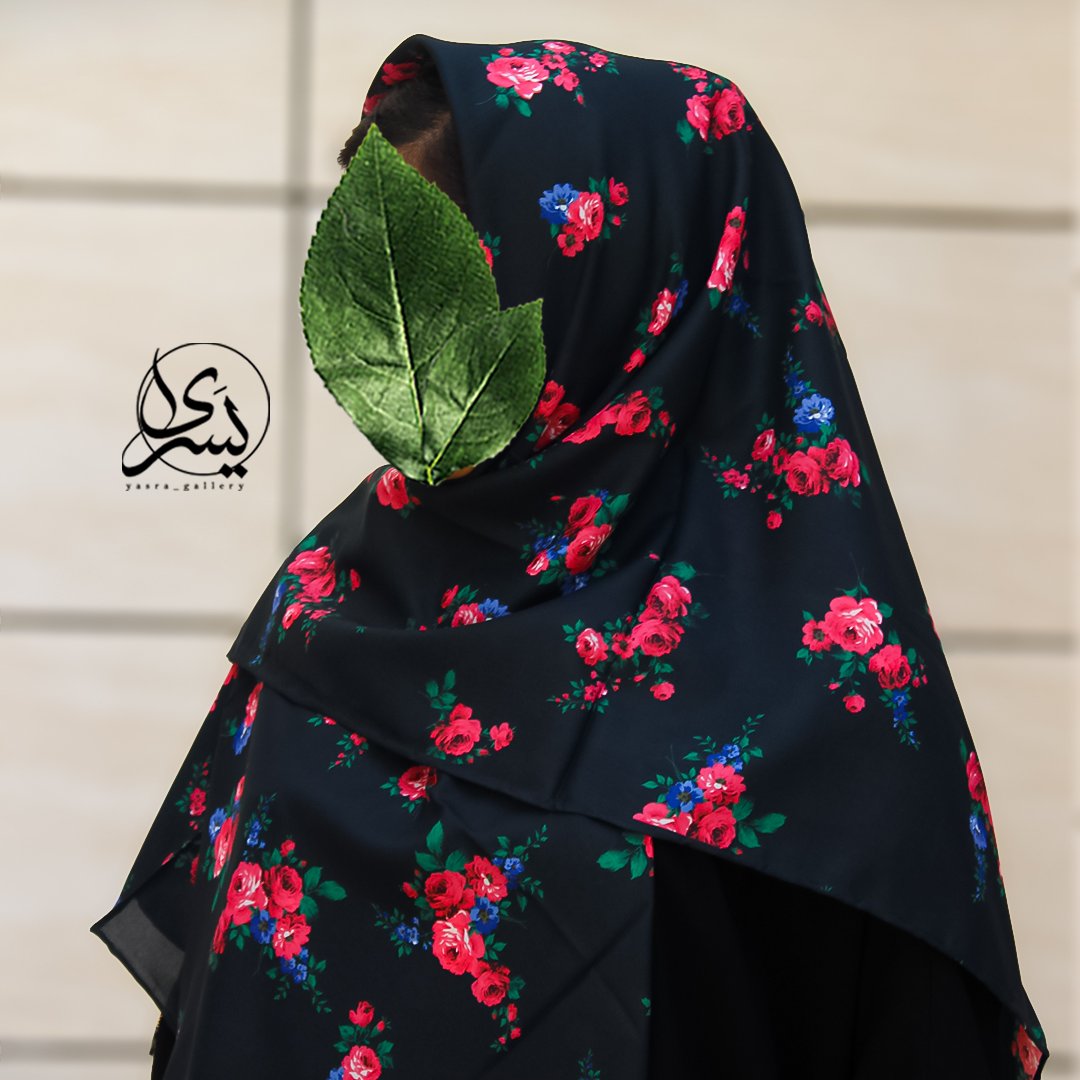 روسری نخی مشکی ارسال رایگان دور دست دوز قواره بزرگ