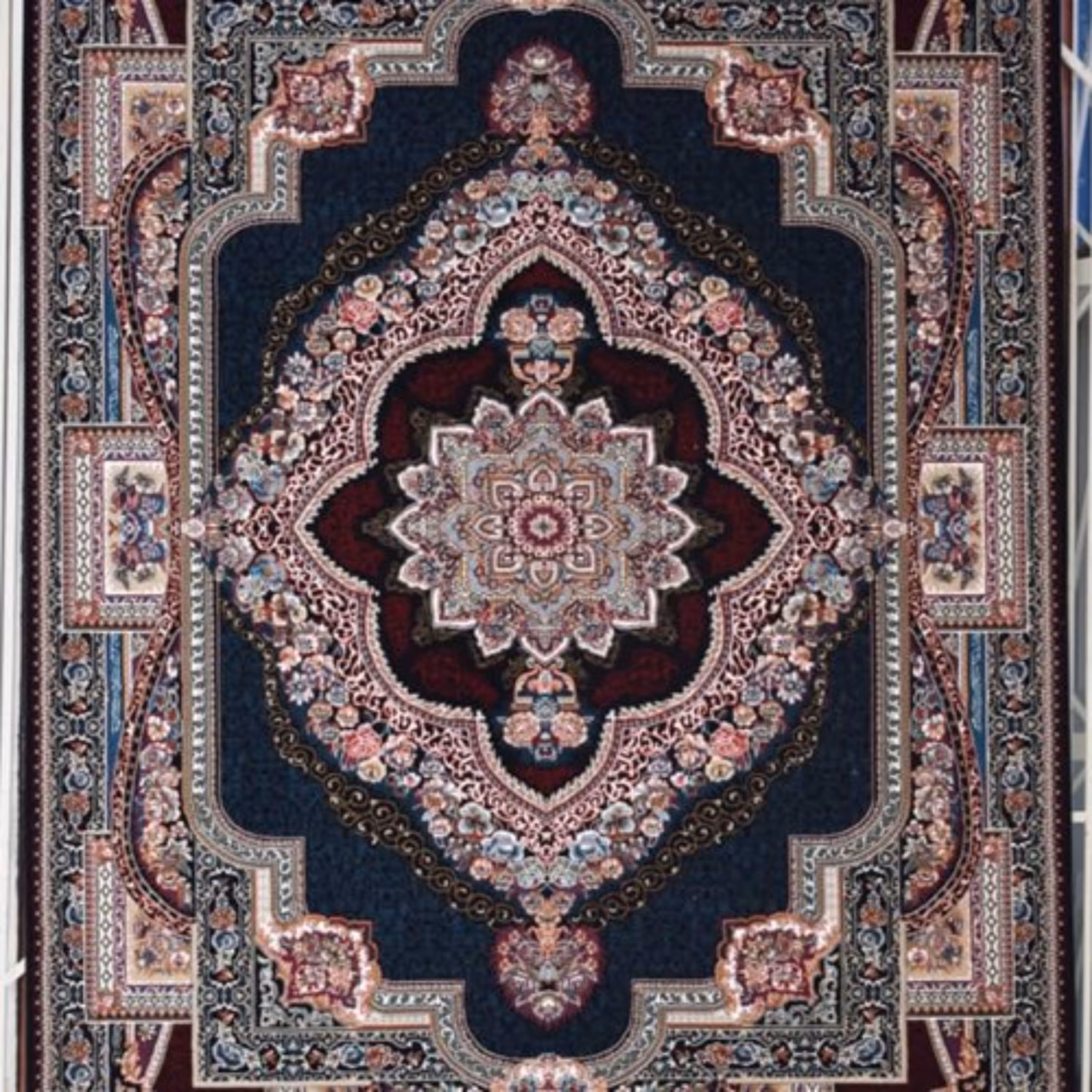 فرش ماشینی ارزان کاشان 440 شانه نقشه باغ معلق 6متری 