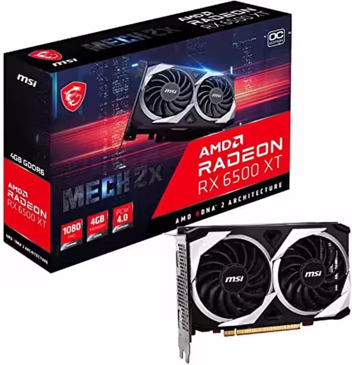 کارت گرافیک  ام اس آی مدل Radeon RX 6500 XT MECH 2X 4G OC حافظه 4 گیگابایت