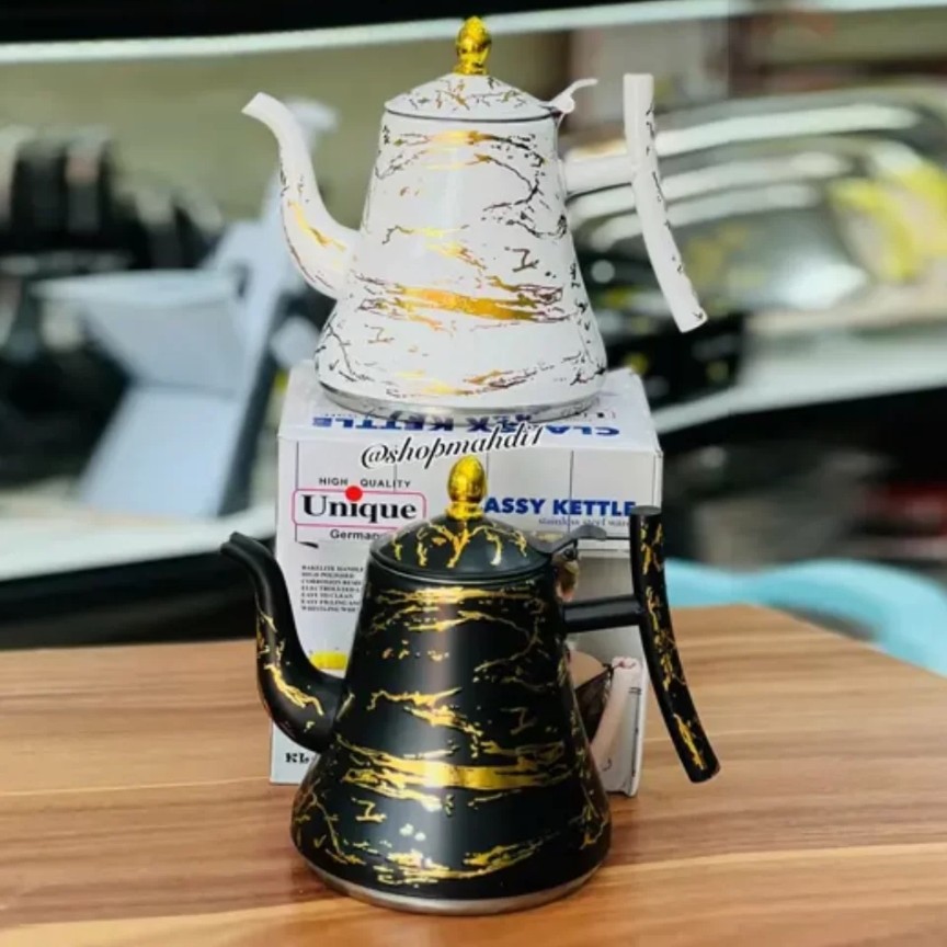 قوری استیل طرح ماربل 1 (یک) لیتری یونیک اصل حک شده