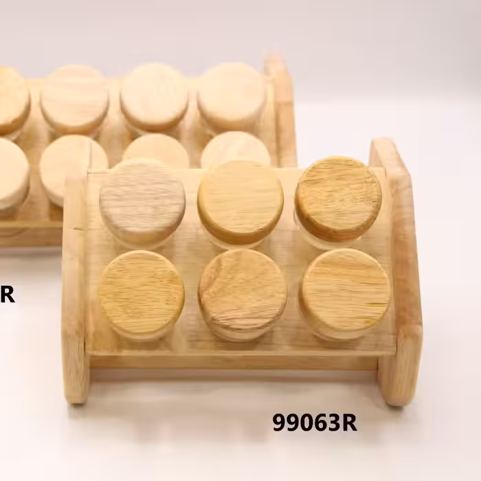 جا ادویه استند دار چوب رابروود و شیشه 6 تایی کد 99063 
