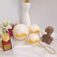 ست شمع گوی سفید طلایی