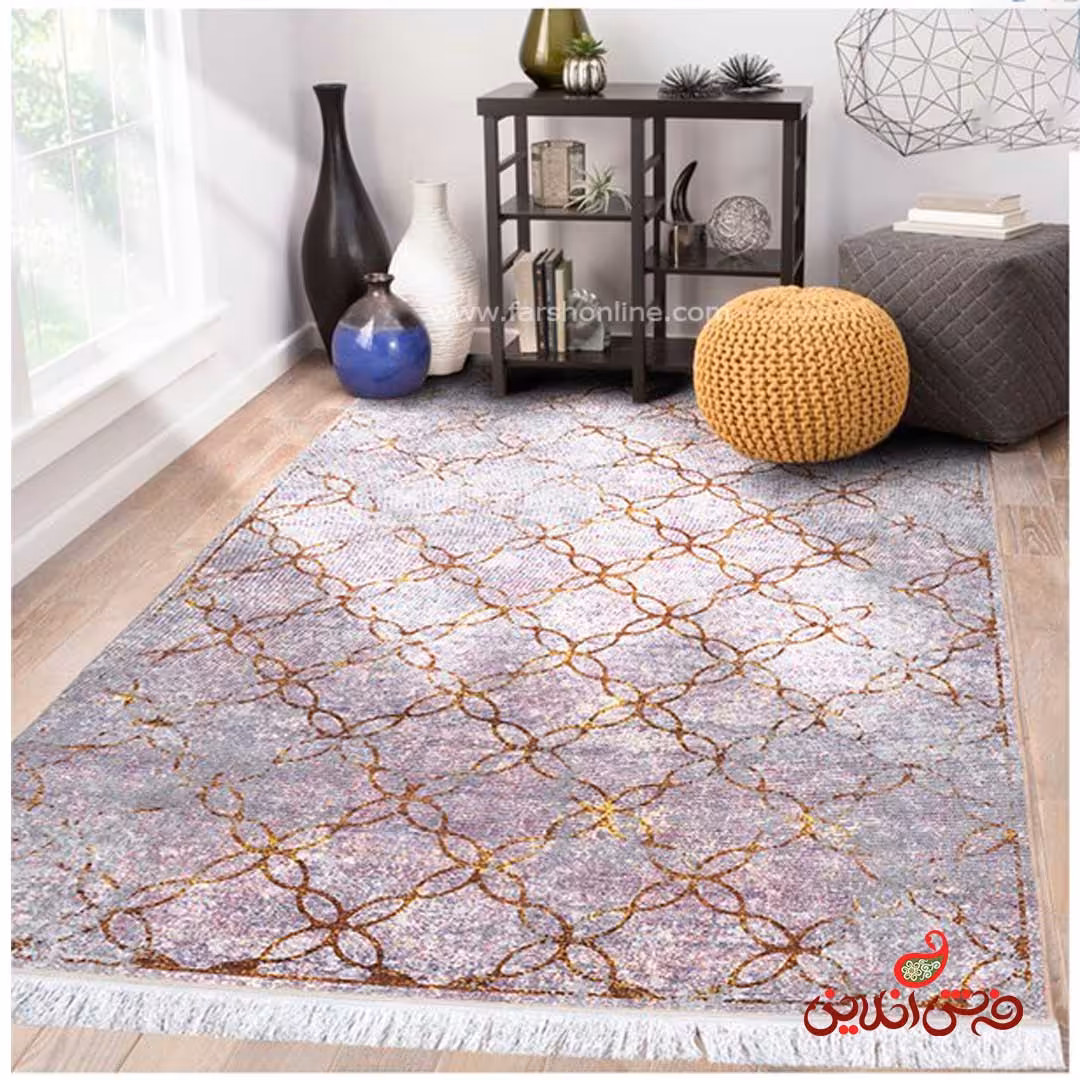 فرش ماشینی  کلاریس  کد 100475 یاسی