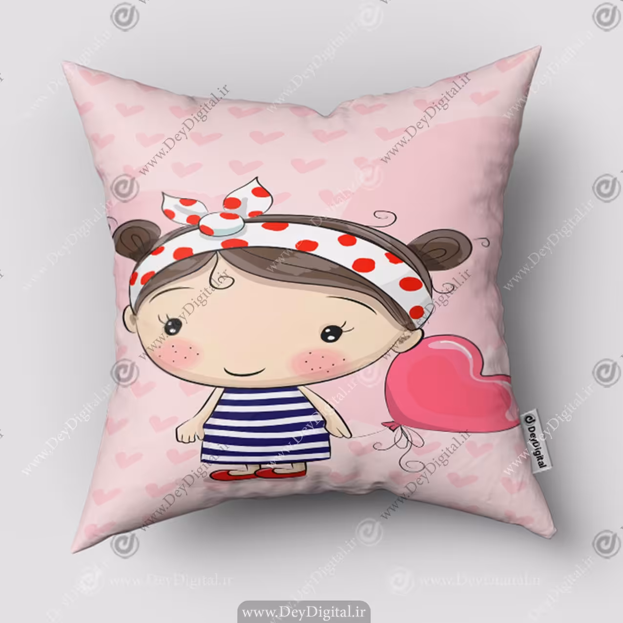 کوسن چاپی طرح پرنسسی دختر زمینه صورتی PK-5438