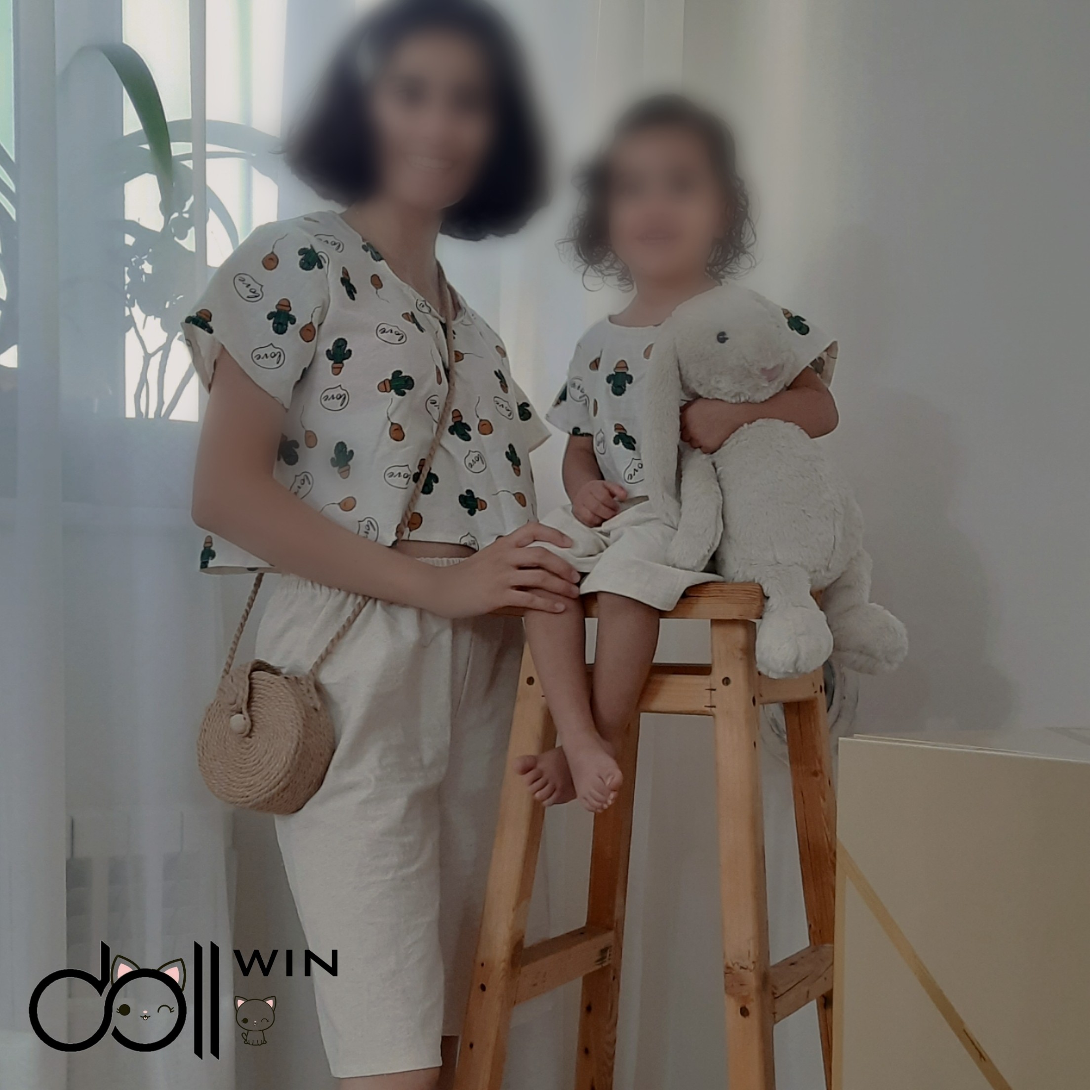 لباس تاپ وشلوارک دخترانه ست مادر و کودک 