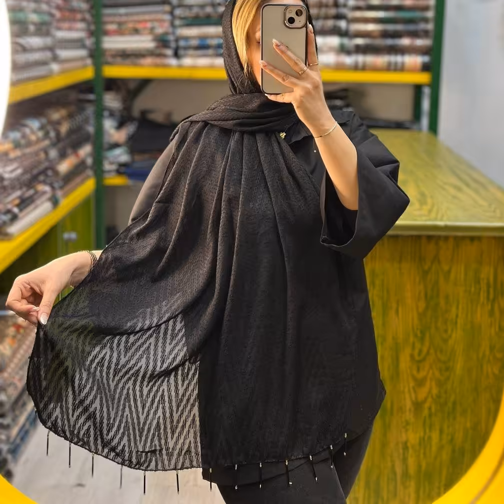 شال مشکی حریر 