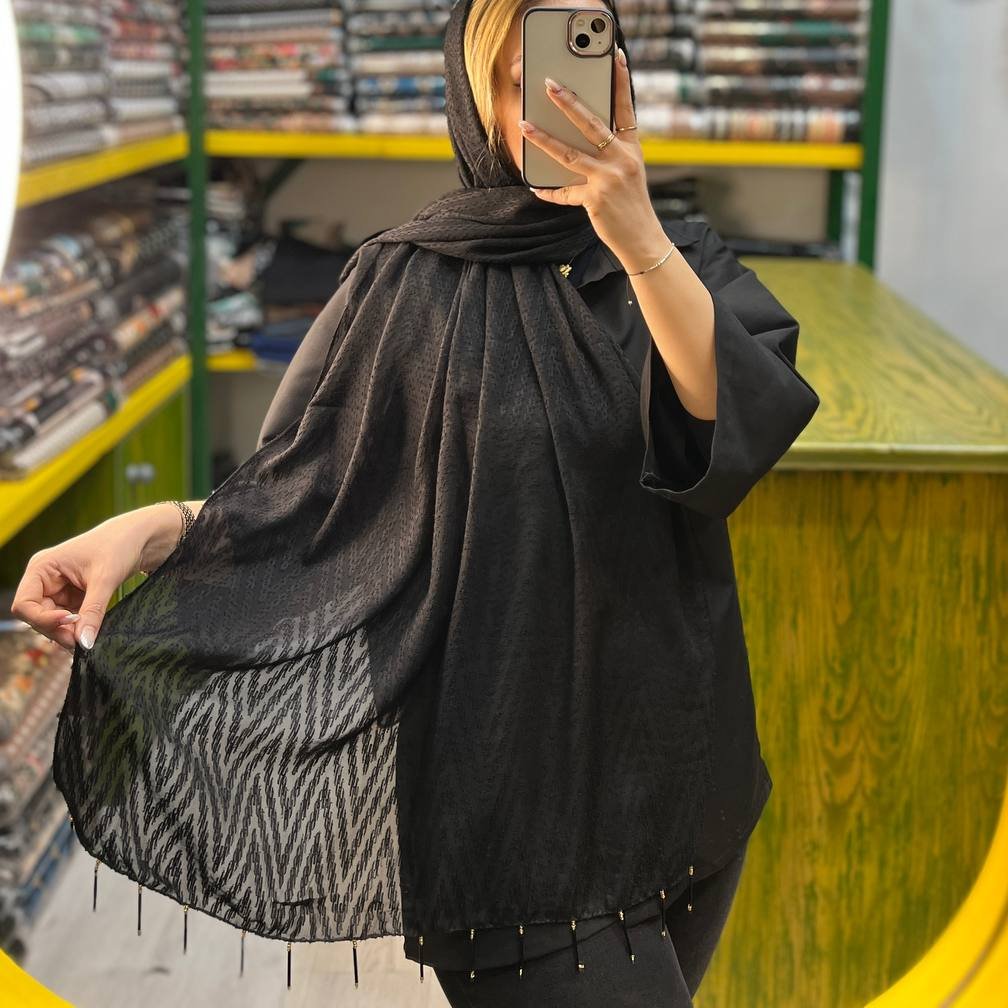 شال مشکی حریر 