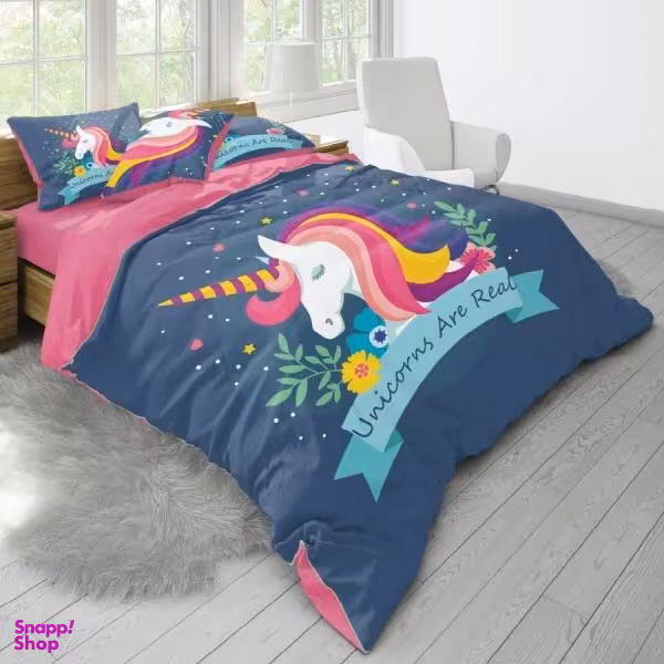 سرویس روتختی طرح اسب تک شاخ یک نفره 5 تکه