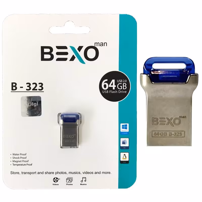 فلش 64 گیگ Bexo B-323 Silver گارانتی مادام العمر آونگ ارسال رایگان