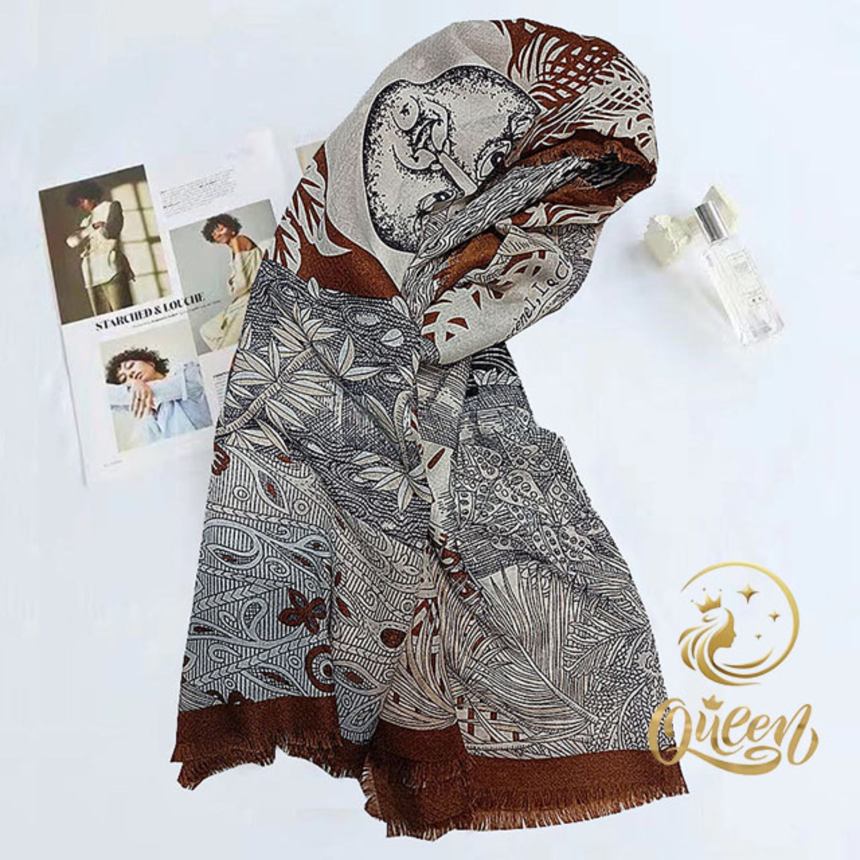 روسری زنانه مدل نخی قواره بزرگ کد QD1160