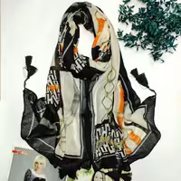 شال نخ پنبه منگوله دار کد 6061