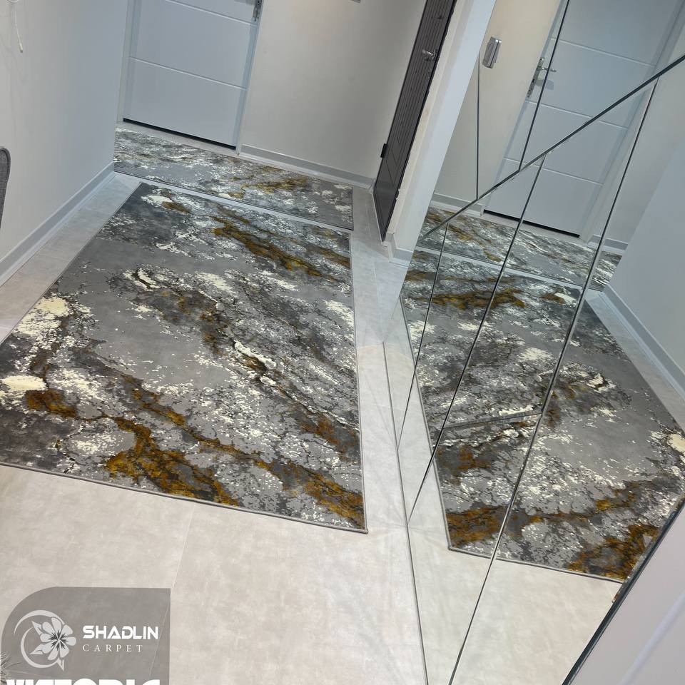 فرش مدرن شادلین قالیچه سایز 15 در 225 کد 32049 طوسی 320 شانه 1300 تراکم