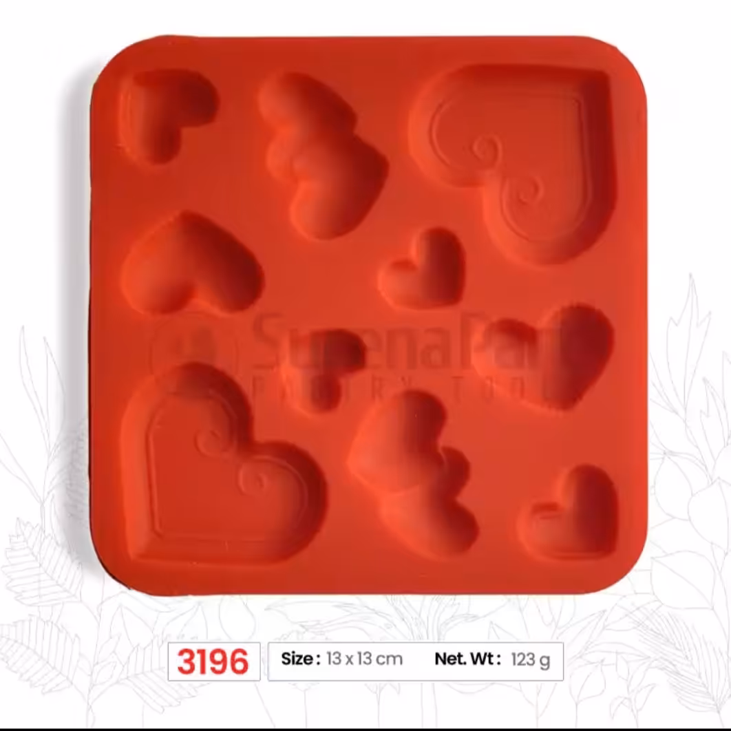 مولد سیلیکونی طرح قلب 10 تایی برند سورنا پارت رنگ قرمز ابعاد 11 در 11 سانت 