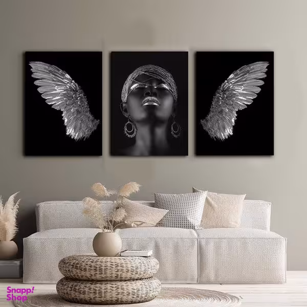 تابلو شاسی بکلیت طرح بال و چهره آفریقایی مدل SH-338 مجموعه 3 عددی