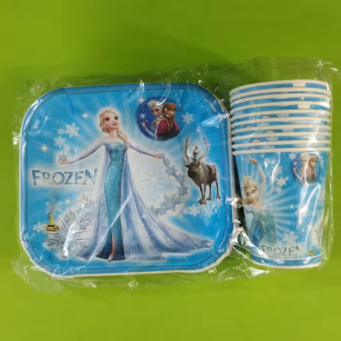 پیش دستی و لیوان تم  فروزن 10عدد لیوان و 10عدد پیش دستی 