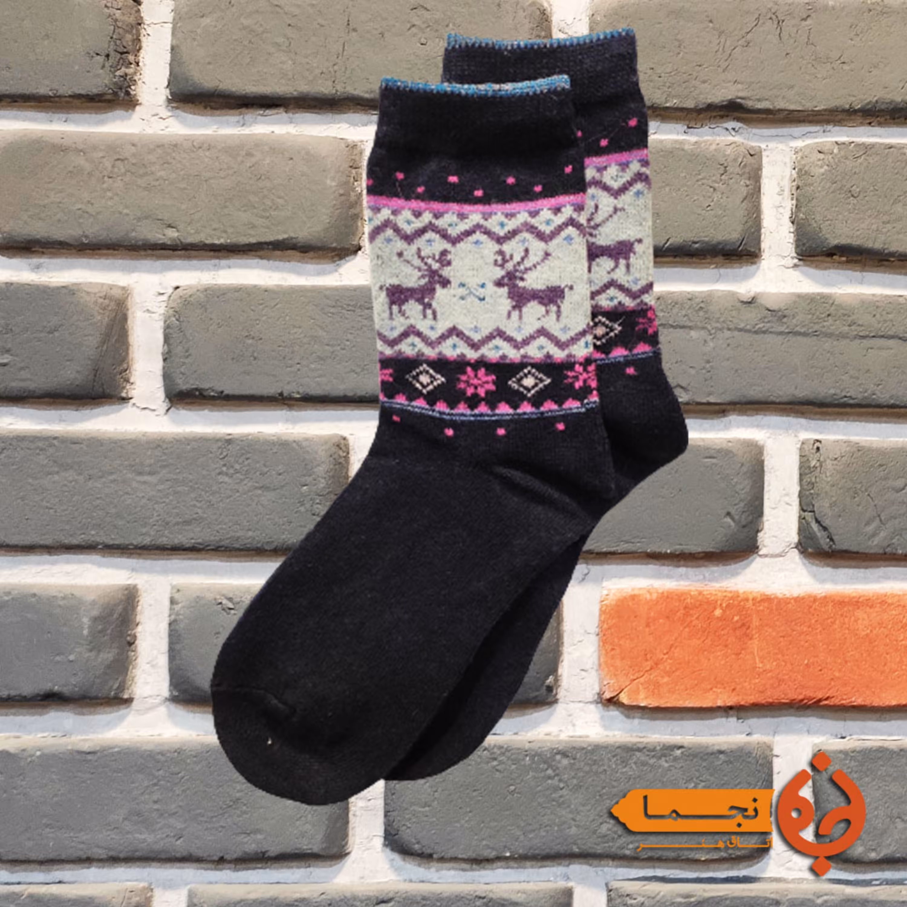 جوراب پشمی گرم طرح  گوزن مناسب پاییز و زمستان کد k02