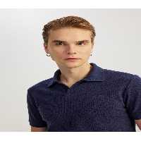 تی شرت یقه پولو آبی مردانه آستین کوتاه پنبه متناسب با مخلوط V NECK POLO T Koton