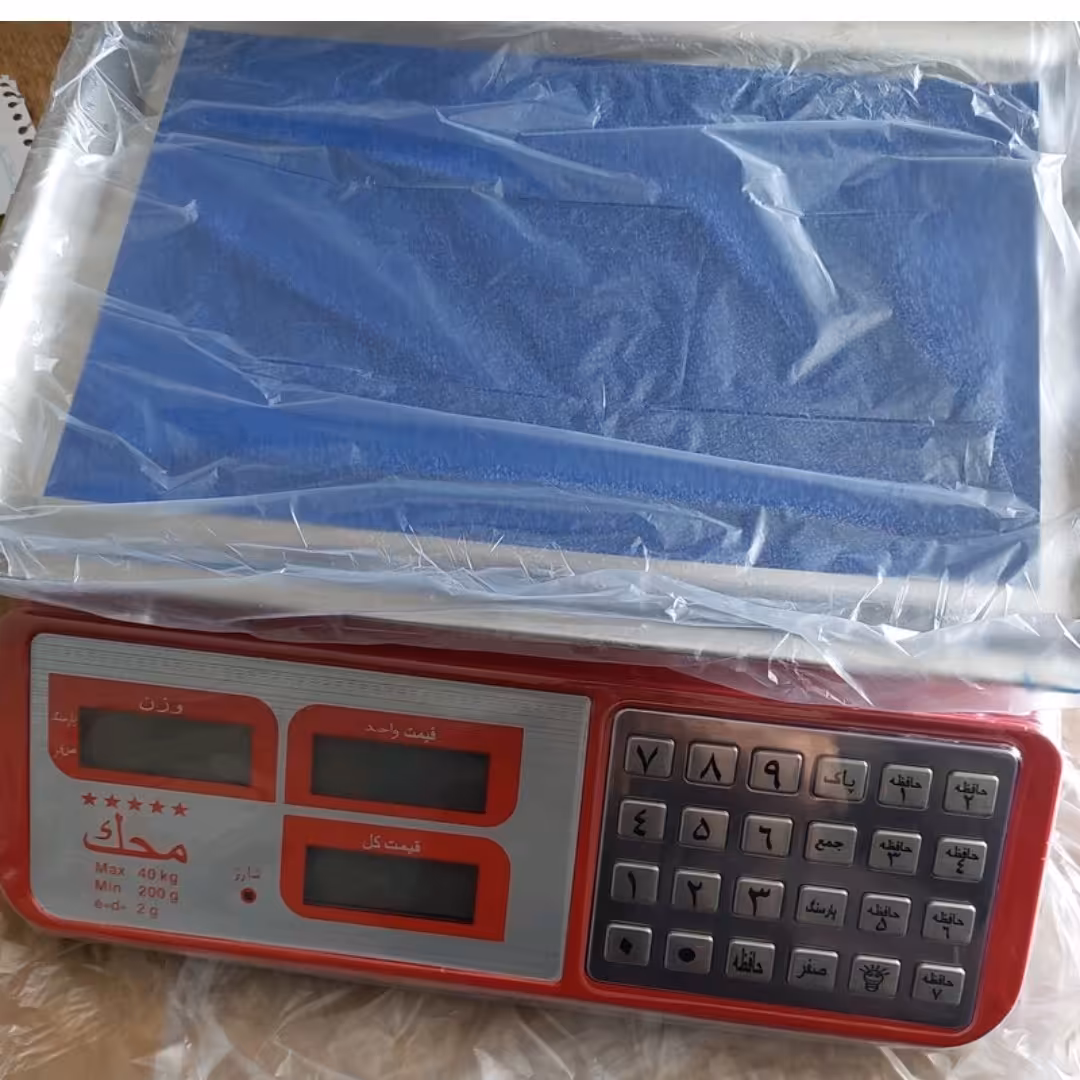 ترازو 40 کیلویی محک ظرفیت دقتدر توزین 1گرم صفحه کیبورد استیل ضد آب داری نمایشگر lcd  نگهداری شارژ طولانی