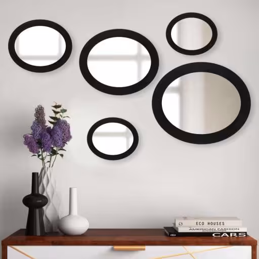 آینه الف  مدل  بیضی طرح نگین مجموعه 5 عددی